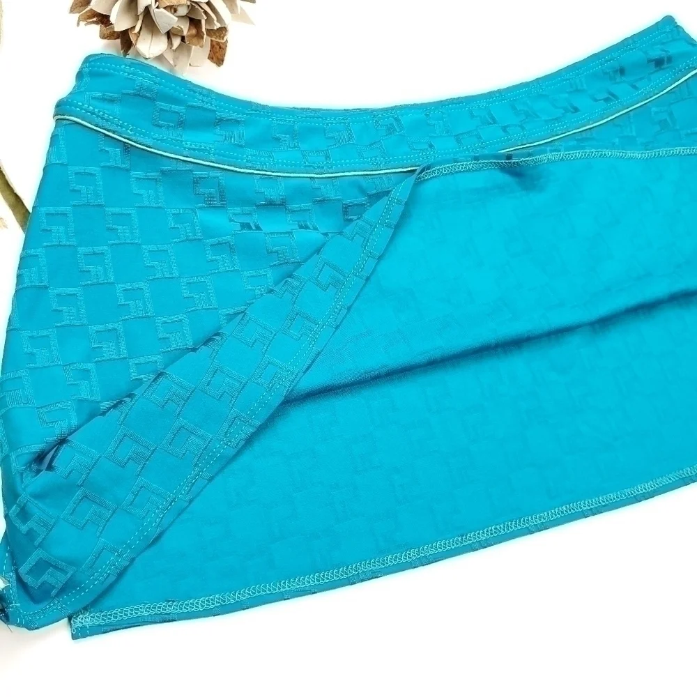 🔴 St. John Sport Teal and Gold Mini Skirt Sz M